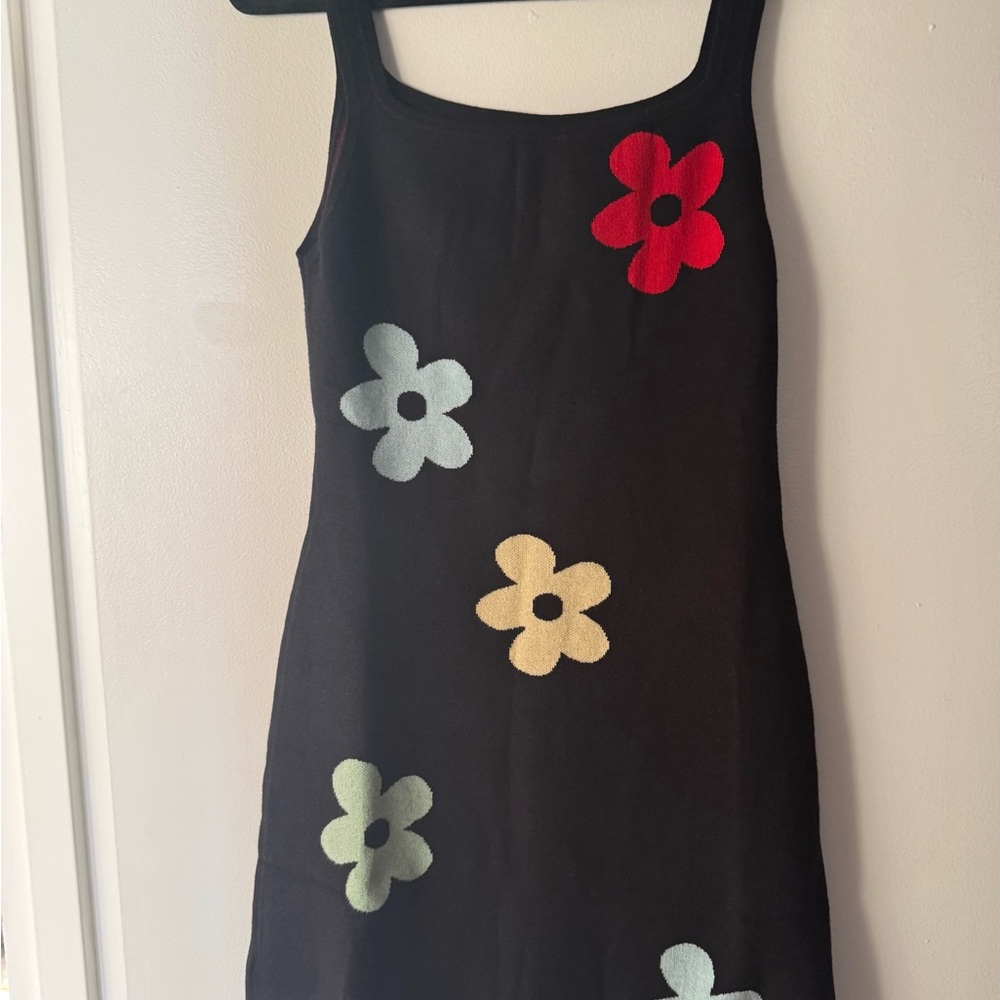 Cider Black Mini Dress with Red, Mint & Yellow Flower design Brand New 1X - Picture 5 of 8